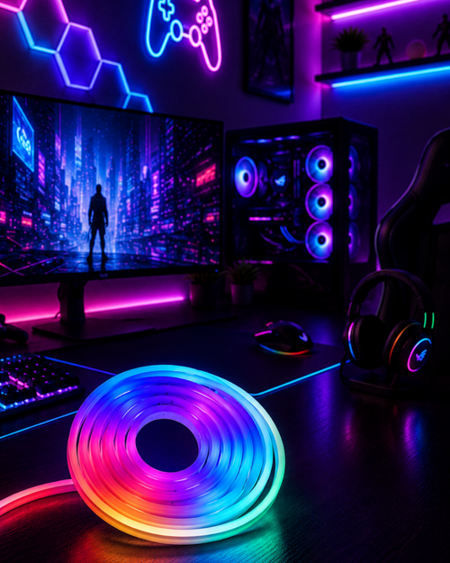 popüler Kumandalı Su Geçirmez RGB Led Şerit Işık Müzik Senkronlu Neon Led 2026