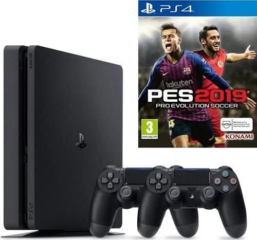 Playstation 4 Slim + 2.Dualshock + PS4 Pes 19