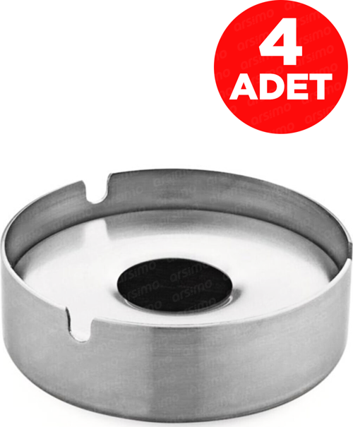 ( 4 Adet) Paslanmaz Metal Kapaklı Küllük Kül Tabağı