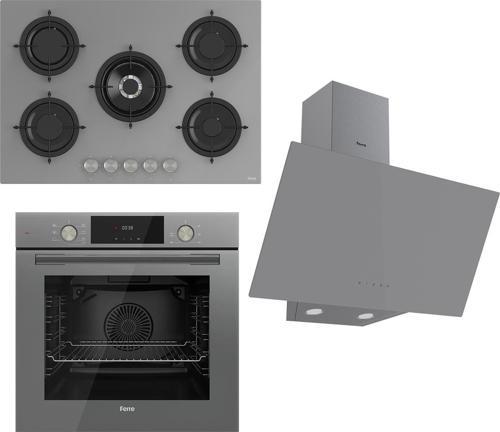 Flowart Serisi Gri  Ankastre Set (RS038+ QMS63CPR +D079 )
