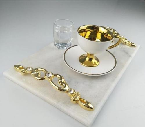 Taş Detaylı Mermer Tepsi Gold Nİ22TPS010-KPL