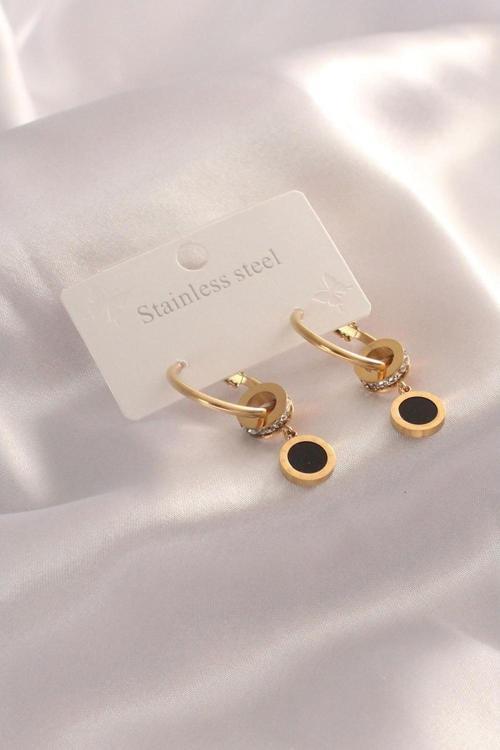 Çelik Gold Renk Zirkon Taş Detay Kadın Küpe - TJ-BKP6896