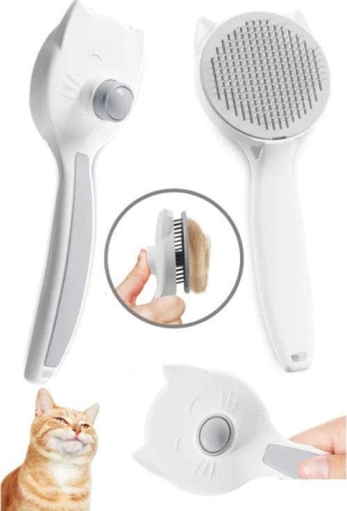 Kedi Tasarımlı Tüy Toplama Tarağı Gri