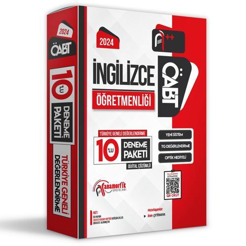 2024 ÖABT İNGİLİZCE Öğretmenliği 10lu Dijital Çözümlü Paket Deneme TG Anamorfik Yayınları