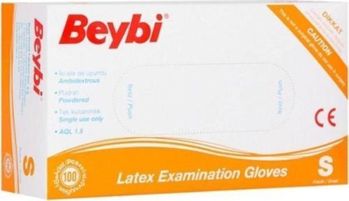 Muayene Eldiven Pudralı Lateks 100'lü Paket S Beden
