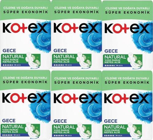 Natural Gece Hijyenik Ped 14'lü 6 Adet
