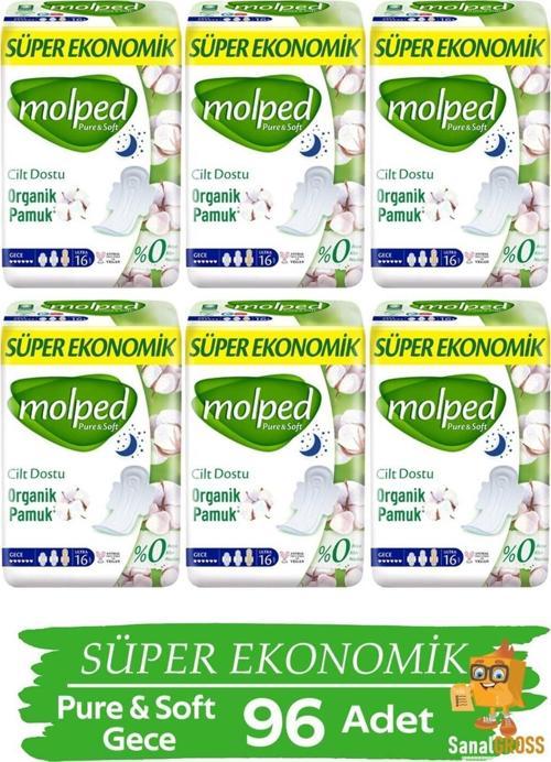 Hijyenik Ped Pure & Soft Süper Eko 16'lı Gece X 6 Paket