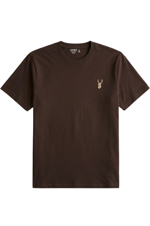 Erkek Siyah Tişört %100 Pamuk Süprem Basic Tişört Bisiklet Yaka Nakışlı T-shirt ERKEK-NAKIŞLI