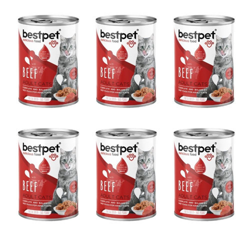 Biftekli Parça Etli Yetişkin Kedi Konservesi 400 gr 6'lı Paket