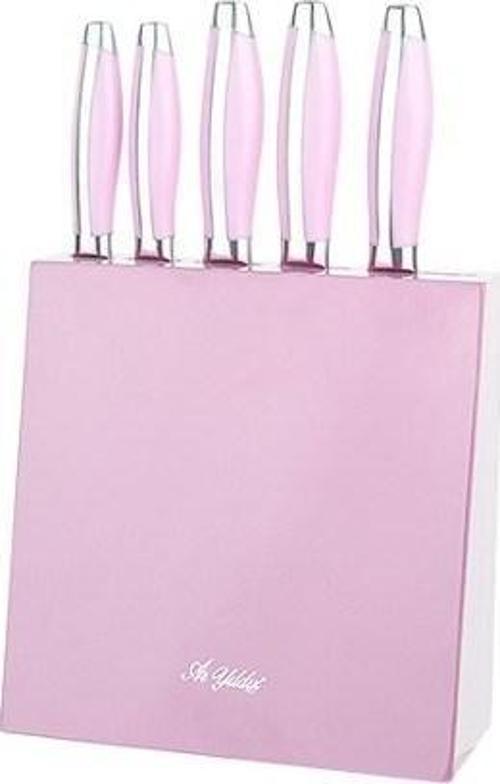 Standlı 5 Prç Bıçak Seti Pembe