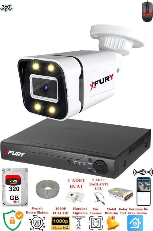 1 Kameralı 1080P Görüntü Gece Renkli-Su Geçirmez Full Hd Ultra Led Güvenlik Kamerası Seti 320GB