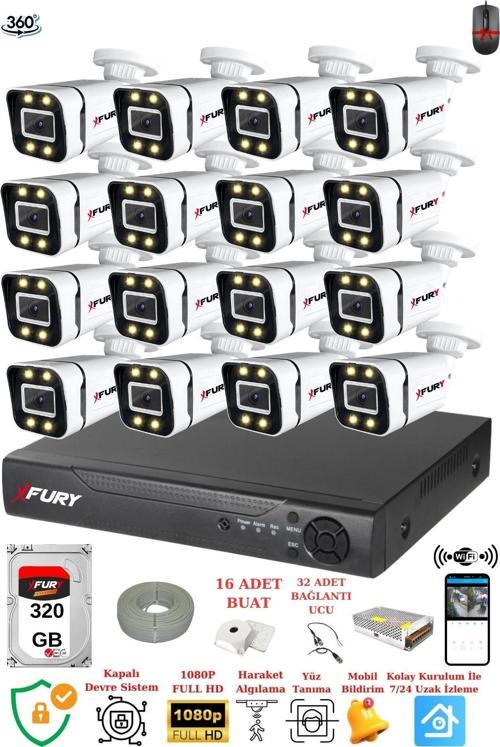 16 Kameralı Full Hd Gece Renkli - Su Geçirmez Ultra Led Güvenlik Kamerası Seti 320GB