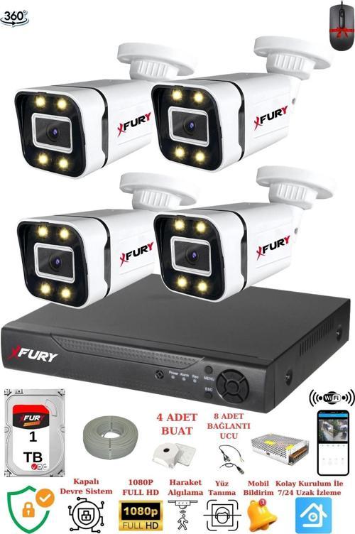 4 Kameralı Full Hd Gece Renkli - Su Geçirmez Ultra Led Güvenlik Kamerası Seti 1TB