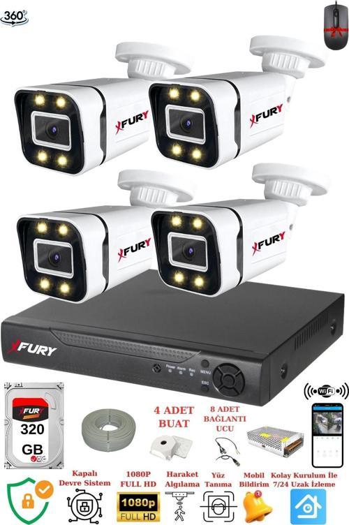 4 Kameralı Full Hd Gece Renkli - Su Geçirmez Ultra Led Güvenlik Kamerası Seti 320GB