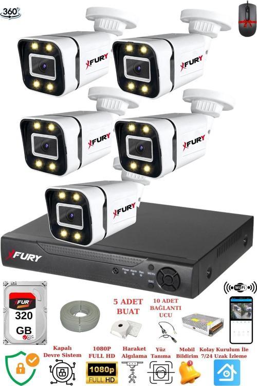 5 Kameralı Full Hd Gece Renkli - Su Geçirmez Ultra Led Güvenlik Kamerası Seti 320GB