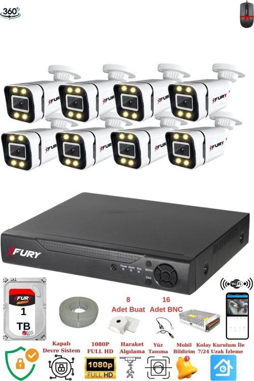 8 Kameralı Full Hd Gece Renkli - Su Geçirmez Ultra Led Güvenlik Kamerası Seti 1TB