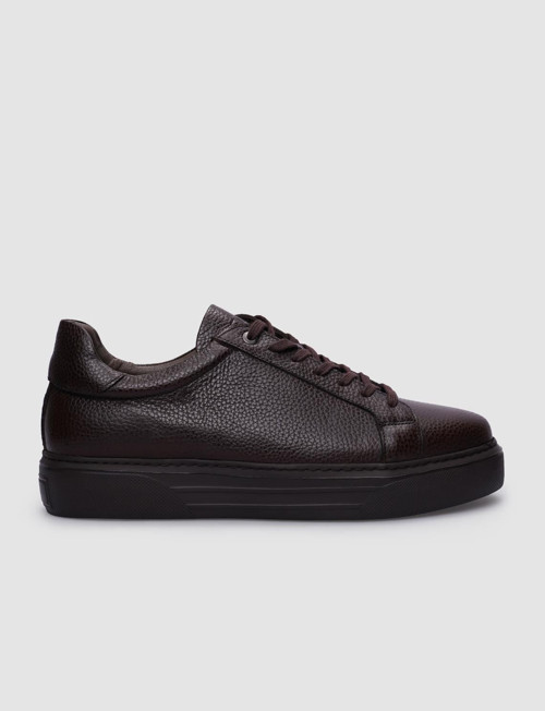 Vietri Hakiki Deri Kahverengi Bağcıklı Erkek Sneaker