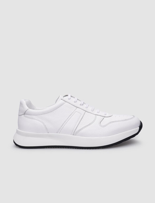 Spoleto %100 Hakiki Deri Beyaz Bağcıklı Erkek Sneaker