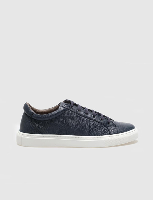 Pienza Hakiki Deri Lacivert Bağcıklı Erkek Sneaker