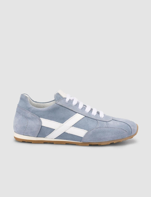 Nilaron MonaMae %100 Hakiki Deri Mavi Süet Bağcıklı Kadın Sneaker