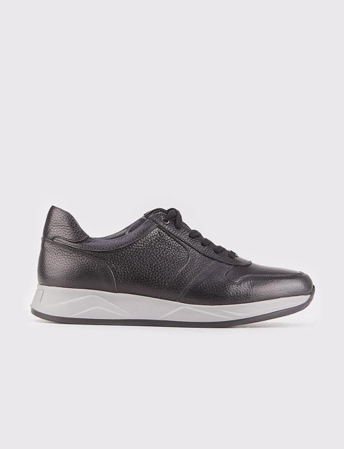 Valanda Gerçek Deri Siyah Bağcıklı Sneaker Erkek Spor Ayakkabı