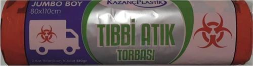 10 Paket Jumbo Tıbbi Atık Torbası 80x110 cm.