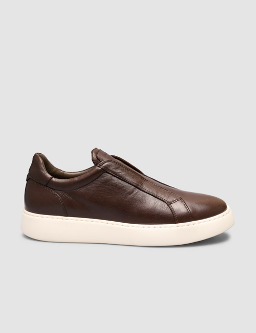 Seratas Kahverengi Hakiki Deri Slip-On Sneaker Ayakkabı