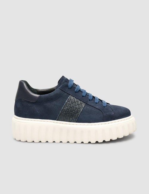 Lumara Süet Bağıcıklı Kroko LacivertKadın Sneaker Ayakkabı