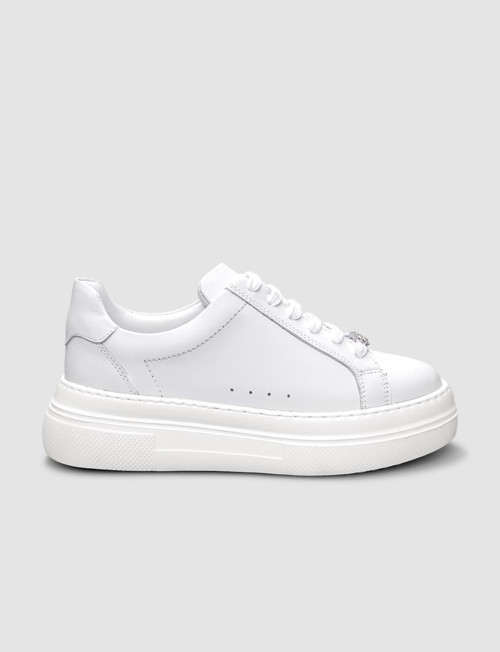 Valogno %100 Hakiki Deri Beyaz Bağcıklı Kadın Sneaker