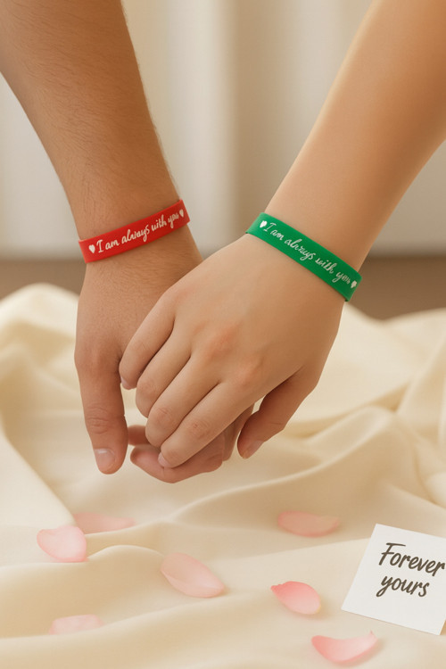 “I Am Always With You” Kalpli Kadın Erkek Çift Silikon Bileklik – Sevgiliye Anlamlı Hediye