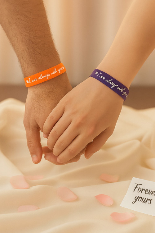 “I Am Always With You” Kalpli Kadın Erkek Çift Silikon Bileklik – Sevgiliye Anlamlı Hediye