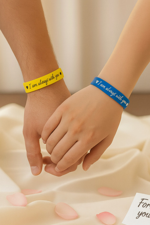 “I Am Always With You” Kalpli Kadın Erkek Çift Silikon Bileklik – Sevgiliye Anlamlı Hediye