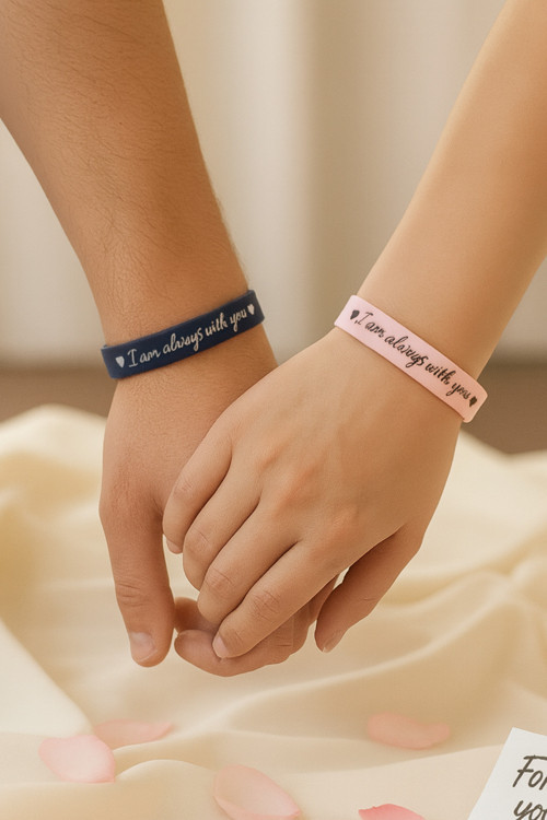 “I Am Always With You” Kalpli Kadın Erkek Çift Silikon Bileklik – Sevgiliye Anlamlı Hediye