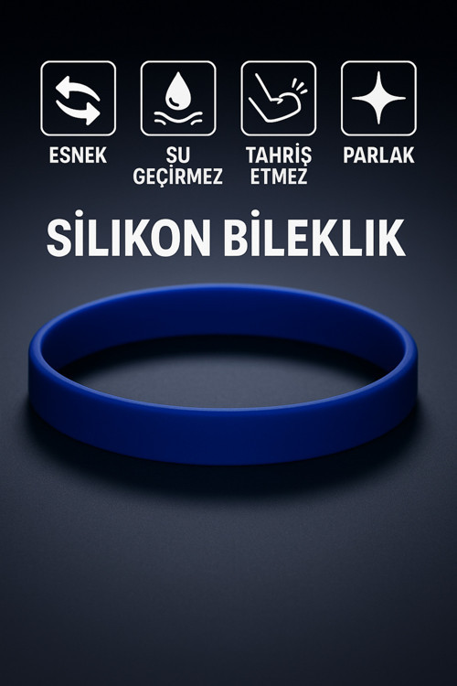 Erkek Kadın Lacivert Silikon Bileklik Sevgiliye Hediye Tahriş Yapmaz