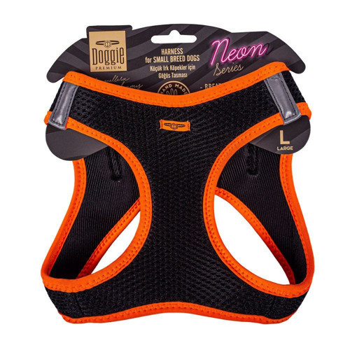 Havalı Dokuma Neon Küçük Irk Göğüs Tasması Turuncu 42-48 cm (ANG-L)