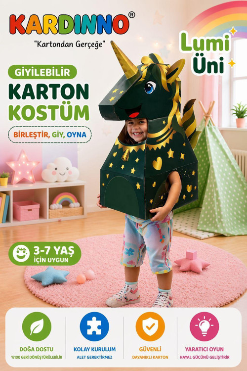 Lumi Uni Eğitici Oyuncak Karton Giyilebilir Çocuk Kostümü Etkinlik Parti Kostümü