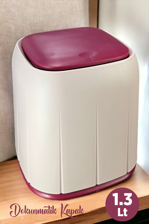 Dokunmatik Sihirli Çöp Kovası 1.3 Lt | Bas Aç Kapaklı Çöp Kutusu | Banyo Mutfak Ev Ofis Tezgah Üstü 