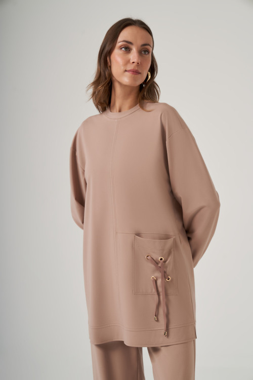 Cep Detay Pantolonlu Takım 1094 Camel