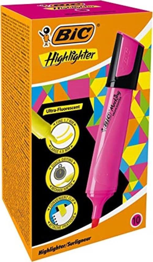 Marking Flat Highlighter Fosforlu Kalem (İşaret Kalemi) Pembe 517963 (10 Lu Paket)