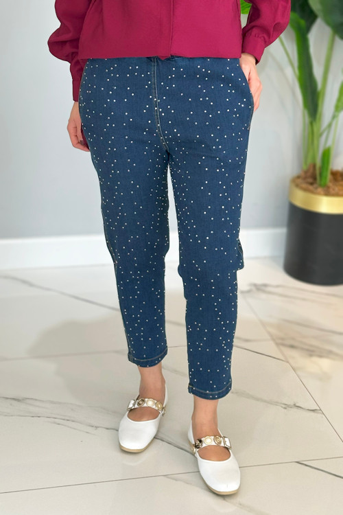 Taşlı Denim Pantolon 4810 Lacivert