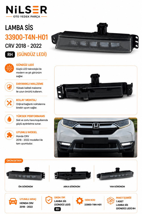 Honda Crv Sis Lamba Sağ 2018-2022 Gündüz Led