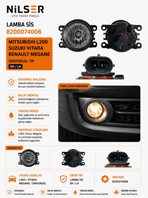 Renault Megane 2 Sis Lamba Sağ-Sol Uyumlu 1 Adet
