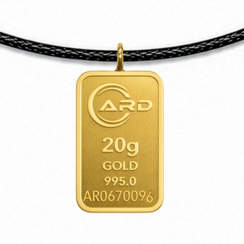 ARD 20 Gram 24 Ayar Siyah İpli Külçe Altın Kolye