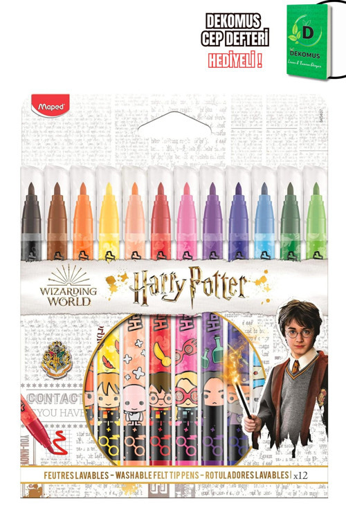 Maped x Dekomus Lisanslı Harry Potter Magic School Collection 12'li Keçeli Kalem "Dekomus Cep Defteri Hediyeli"