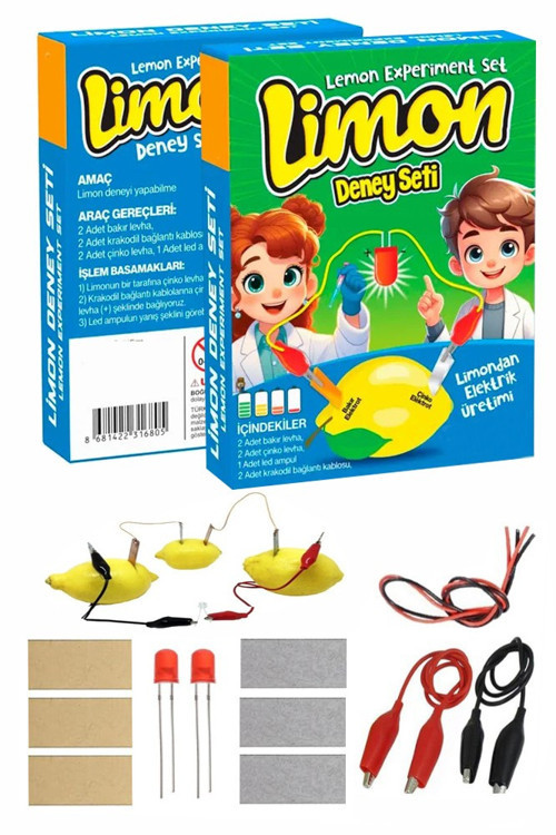 Elektrik Limon Deney Seti 1 Paket Limondan Elektrik Üretme Seti Limon Pili Fen Bilgisi Dersi Kimyasal Enerji