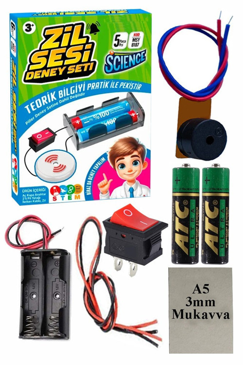 Zil Sesi Deney Seti 1 Paket Elektronik Mini Zil Deney Zili Proje Tasarım Zili Alarm Sinyal Zili Haparlör Zili