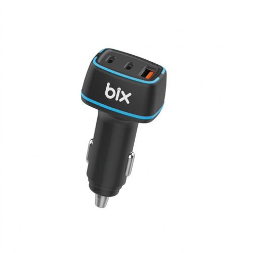 BXACP82W 82.5W Üç Port 2x Type-C ve USB-A Araç İçi Hızlı Şarj Cihazı Siyah