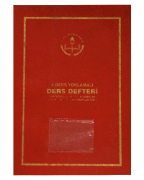 Ders Defteri 8 Ders Yoklamalı Kırmızı Plastik Kapak