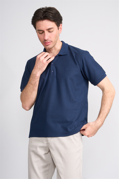 Çetinkaya Chester Polo 4736 Polo Yaka Regular Jakarlı T-shirt Açık İndigo