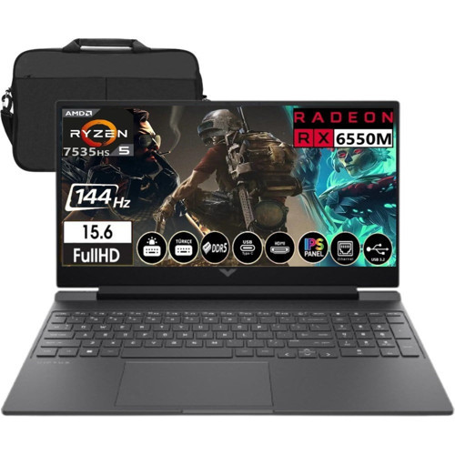 Victus 15-FB2028NT Amd Ryzen 5 7535HS 32GB Ram 2tb SSD RX6550M 144Hz Freedos 15.6" Fullhd Taşınabilir Bilgisayar A44MJEA & Cimete Çanta